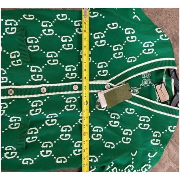 Gucci, GG intarsia cotton cardigan sweater men’s size Medium made in Italy - Picture 6 of 10